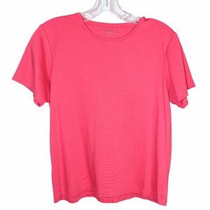 Cute Charter Club Coral Red Jewel Neckline Short Sleeve T-Shirt Size PM EUC